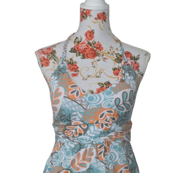 Tommy Bahama Sz S 60s Style Backless Bodycon Geometric Floral Dress Supima EUC - Picture 5 of 14